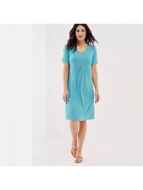 J. Jill - L - Soft & Comfy Scoop-Neck Knit Dress - Island Blue